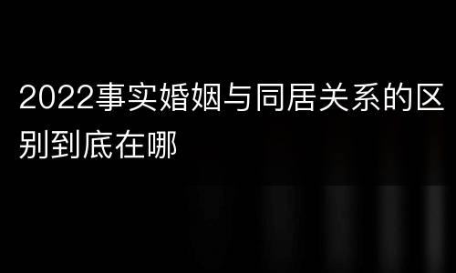 2022事实婚姻与同居关系的区别到底在哪