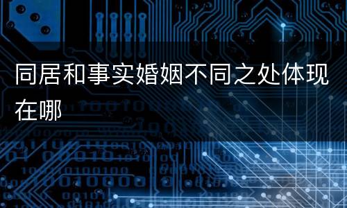 同居和事实婚姻不同之处体现在哪