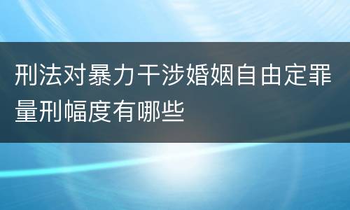 刑法对暴力干涉婚姻自由定罪量刑幅度有哪些