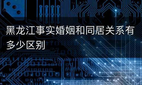 黑龙江事实婚姻和同居关系有多少区别
