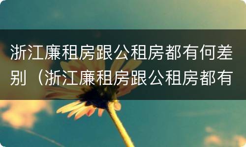 浙江廉租房跟公租房都有何差别（浙江廉租房跟公租房都有何差别呢）