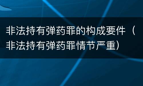 非法持有弹药罪的构成要件（非法持有弹药罪情节严重）