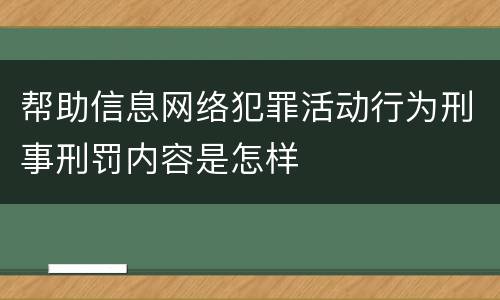 帮助信息网络犯罪活动行为刑事刑罚内容是怎样