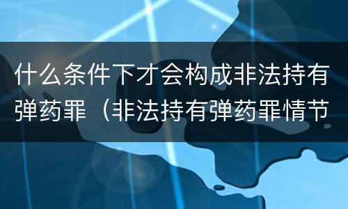 什么条件下才会构成非法持有弹药罪（非法持有弹药罪情节严重）