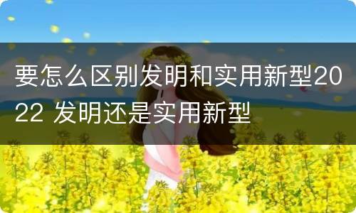 要怎么区别发明和实用新型2022 发明还是实用新型