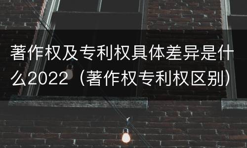 著作权及专利权具体差异是什么2022（著作权专利权区别）
