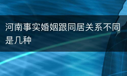 河南事实婚姻跟同居关系不同是几种