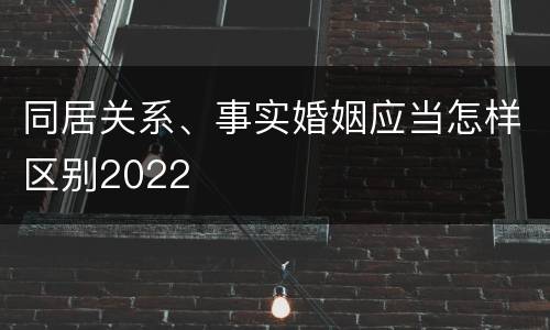 同居关系、事实婚姻应当怎样区别2022