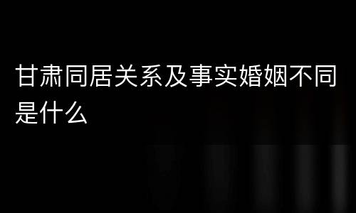 甘肃同居关系及事实婚姻不同是什么