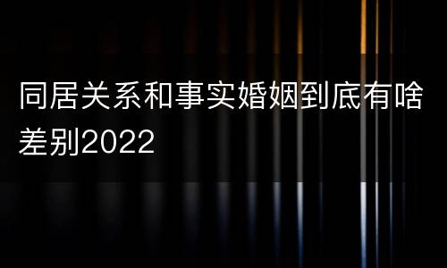 同居关系和事实婚姻到底有啥差别2022
