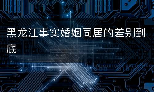 黑龙江事实婚姻同居的差别到底