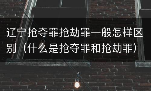 辽宁抢夺罪抢劫罪一般怎样区别（什么是抢夺罪和抢劫罪）