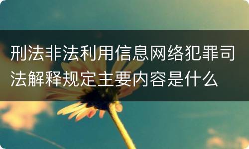 刑法非法利用信息网络犯罪司法解释规定主要内容是什么