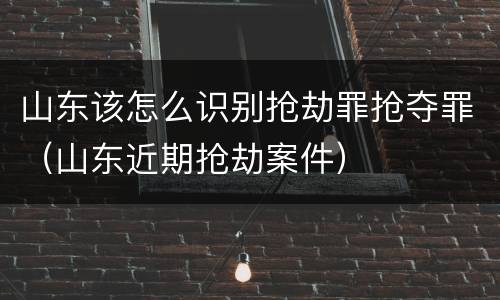 山东该怎么识别抢劫罪抢夺罪（山东近期抢劫案件）