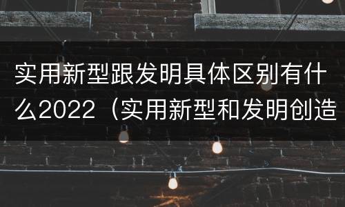 实用新型跟发明具体区别有什么2022（实用新型和发明创造）