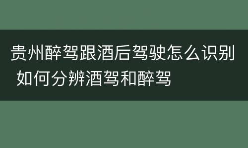 贵州醉驾跟酒后驾驶怎么识别 如何分辨酒驾和醉驾