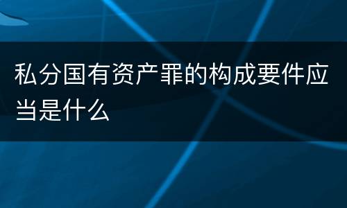 私分国有资产罪的构成要件应当是什么