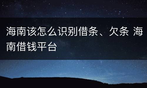 海南该怎么识别借条、欠条 海南借钱平台
