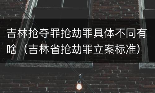 吉林抢夺罪抢劫罪具体不同有啥（吉林省抢劫罪立案标准）