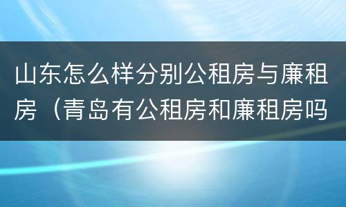 山东怎么样分别公租房与廉租房（青岛有公租房和廉租房吗）