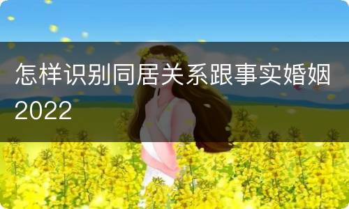 怎样识别同居关系跟事实婚姻2022