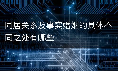 同居关系及事实婚姻的具体不同之处有哪些