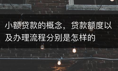 小额贷款的概念，贷款额度以及办理流程分别是怎样的