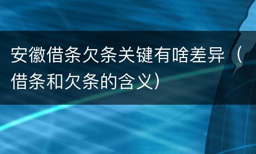 安徽借条欠条关键有啥差异（借条和欠条的含义）