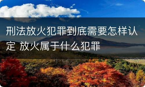 刑法放火犯罪到底需要怎样认定 放火属于什么犯罪