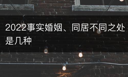 2022事实婚姻、同居不同之处是几种
