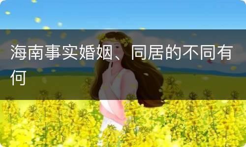 海南事实婚姻、同居的不同有何