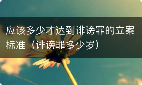 应该多少才达到诽谤罪的立案标准（诽谤罪多少岁）