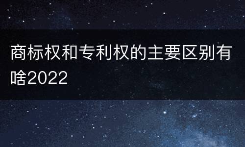 商标权和专利权的主要区别有啥2022