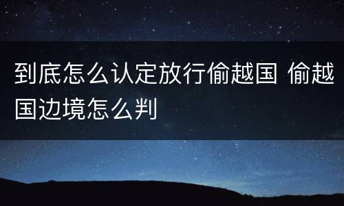 到底怎么认定放行偷越国 偷越国边境怎么判