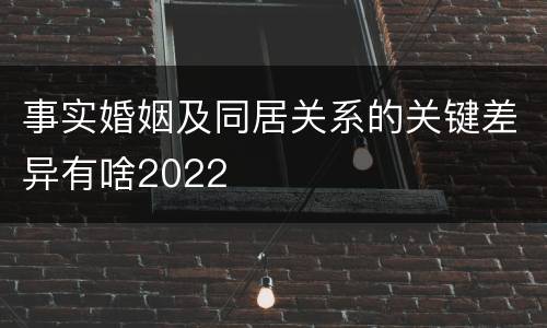 事实婚姻及同居关系的关键差异有啥2022