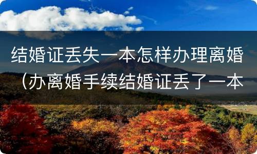 结婚证丢失一本怎样办理离婚（办离婚手续结婚证丢了一本怎么办）