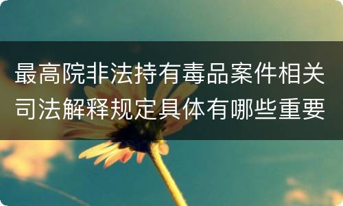 最高院非法持有毒品案件相关司法解释规定具体有哪些重要内容