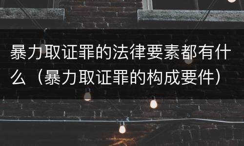 暴力取证罪的法律要素都有什么（暴力取证罪的构成要件）