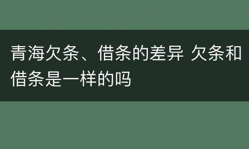 青海欠条、借条的差异 欠条和借条是一样的吗