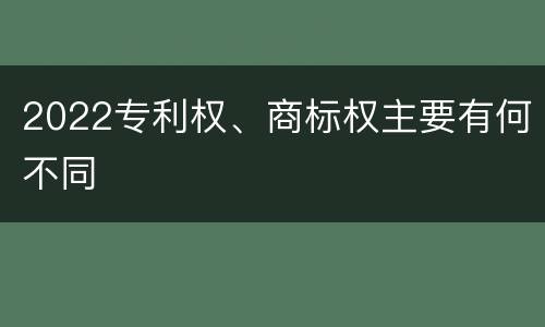 2022专利权、商标权主要有何不同