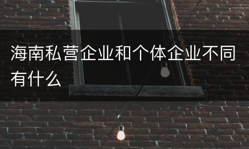 海南私营企业和个体企业不同有什么