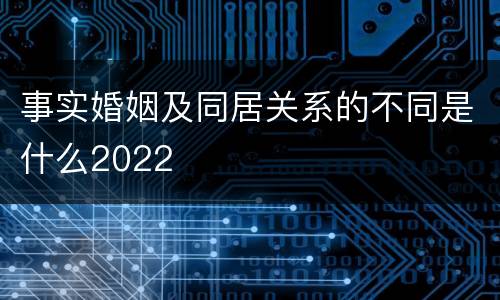 事实婚姻及同居关系的不同是什么2022