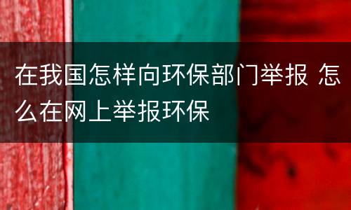 在我国怎样向环保部门举报 怎么在网上举报环保