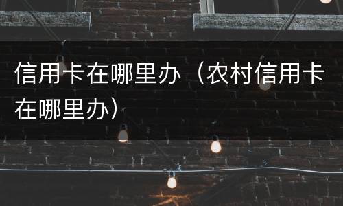 信用卡在哪里办（农村信用卡在哪里办）