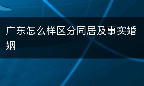广东怎么样区分同居及事实婚姻