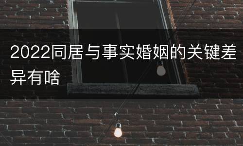 2022同居与事实婚姻的关键差异有啥