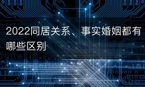 2022同居关系、事实婚姻都有哪些区别