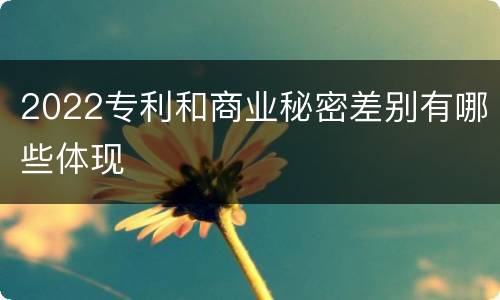 2022专利和商业秘密差别有哪些体现