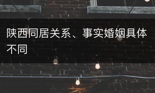 陕西同居关系、事实婚姻具体不同