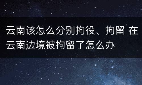 云南该怎么分别拘役、拘留 在云南边境被拘留了怎么办